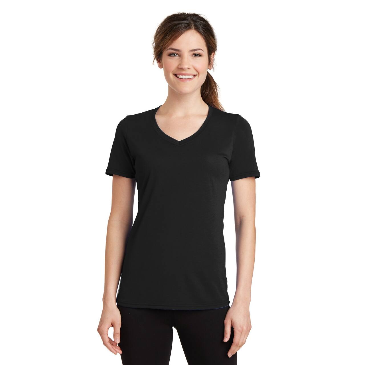 Port & Company® Neutrals Ladies Performance Blend V-Neck T-Shirt